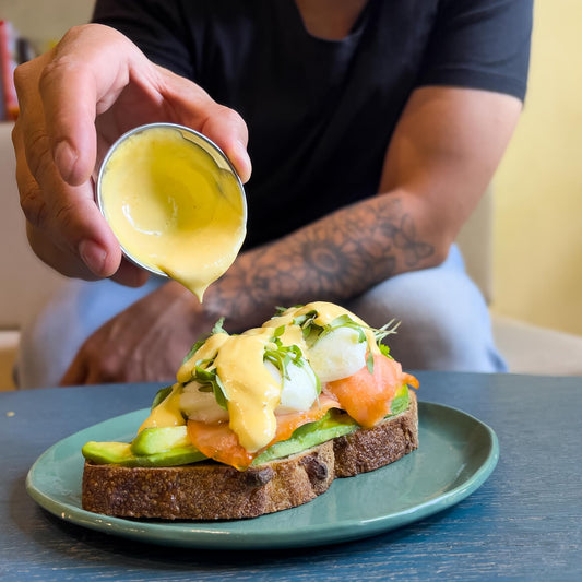 Smoked salmon toast and poached eggs