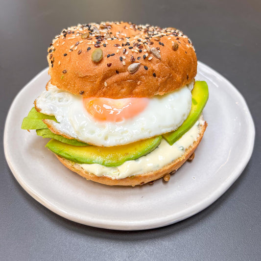 Bagel avocado, egg, and cheese